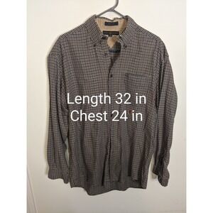 Tommy Hilfiger Shirt Men's Medium Button Front Plaid 100% Cotton Dress Shirt